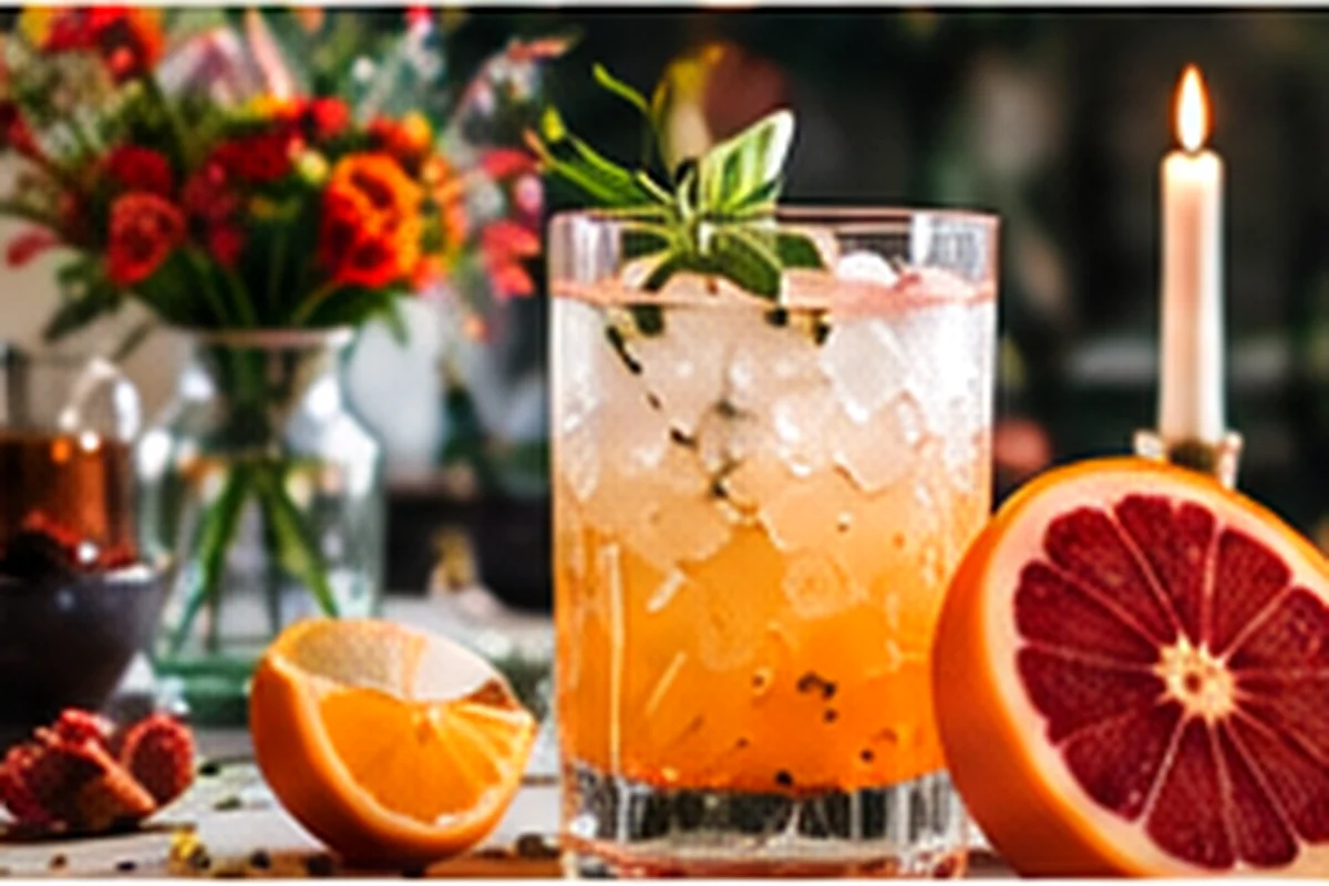 Cocktails and food prepared for guests