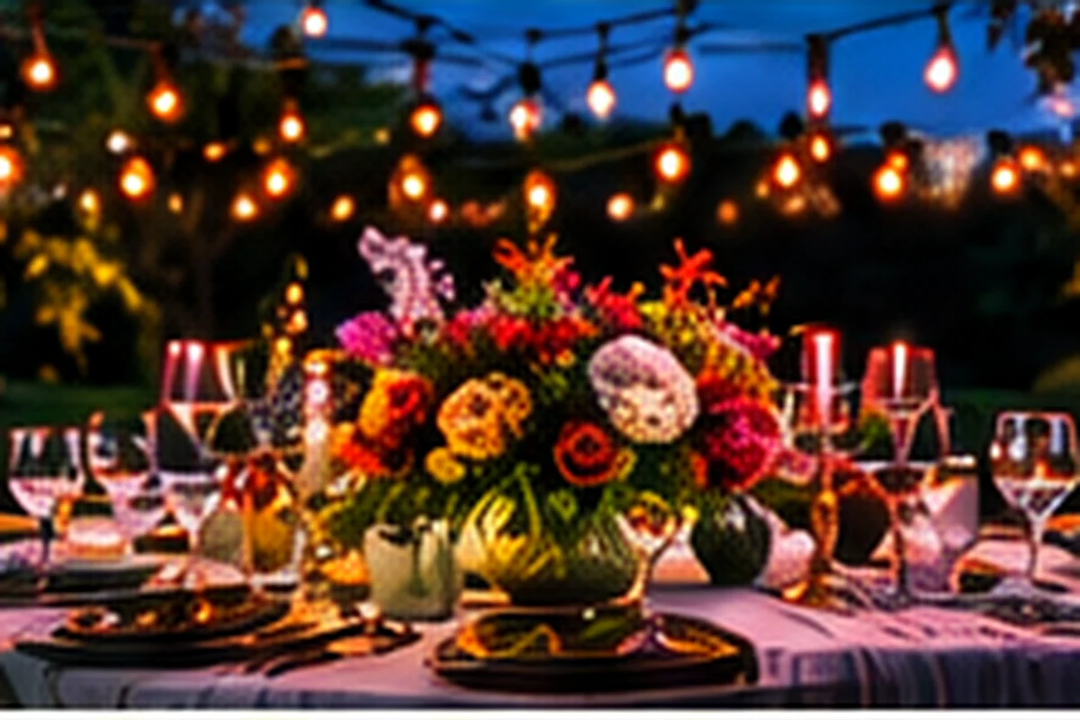 Colorful candlelit gathering table